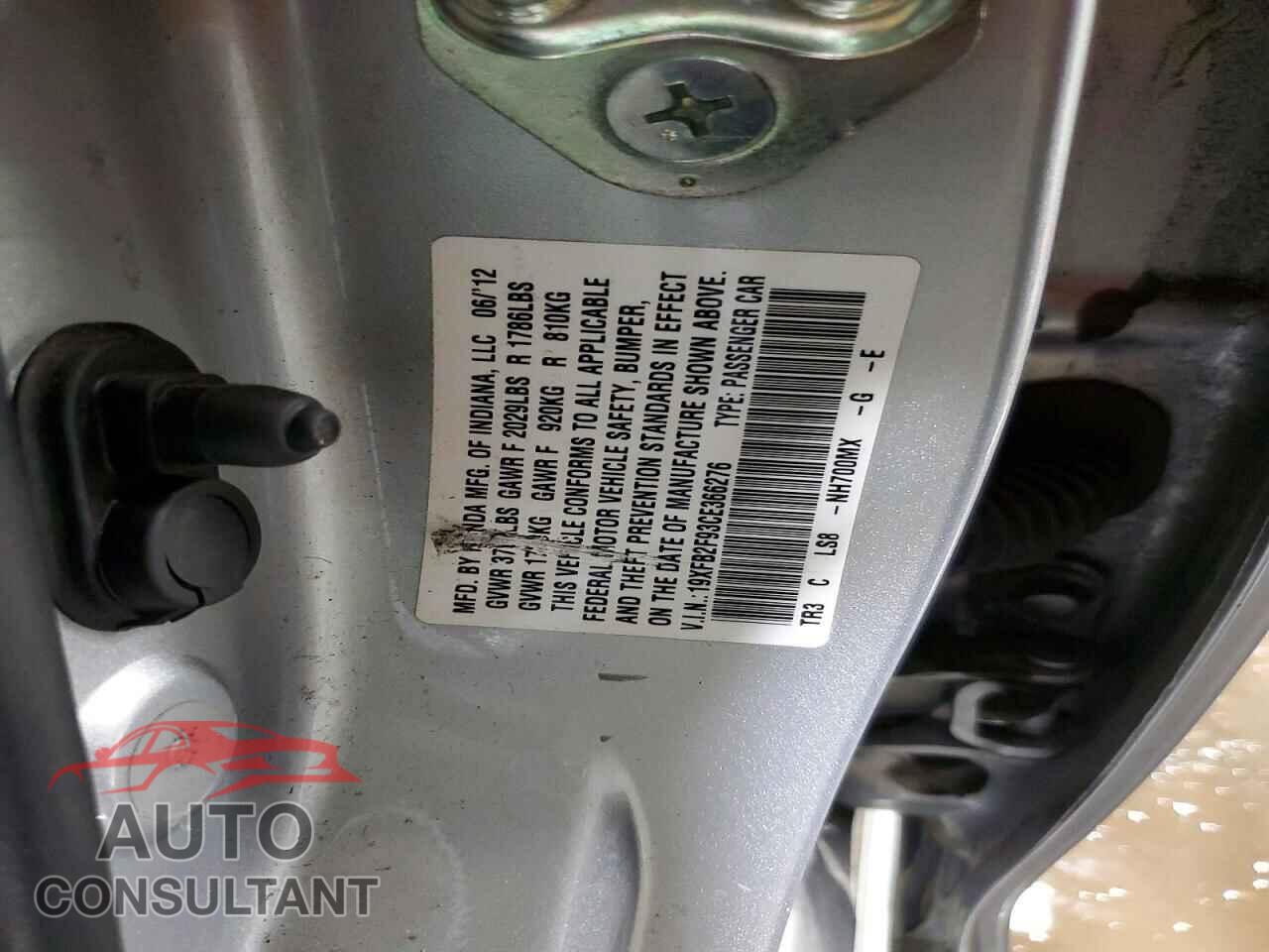 HONDA CIVIC 2012 - 19XFB2F93CE366276