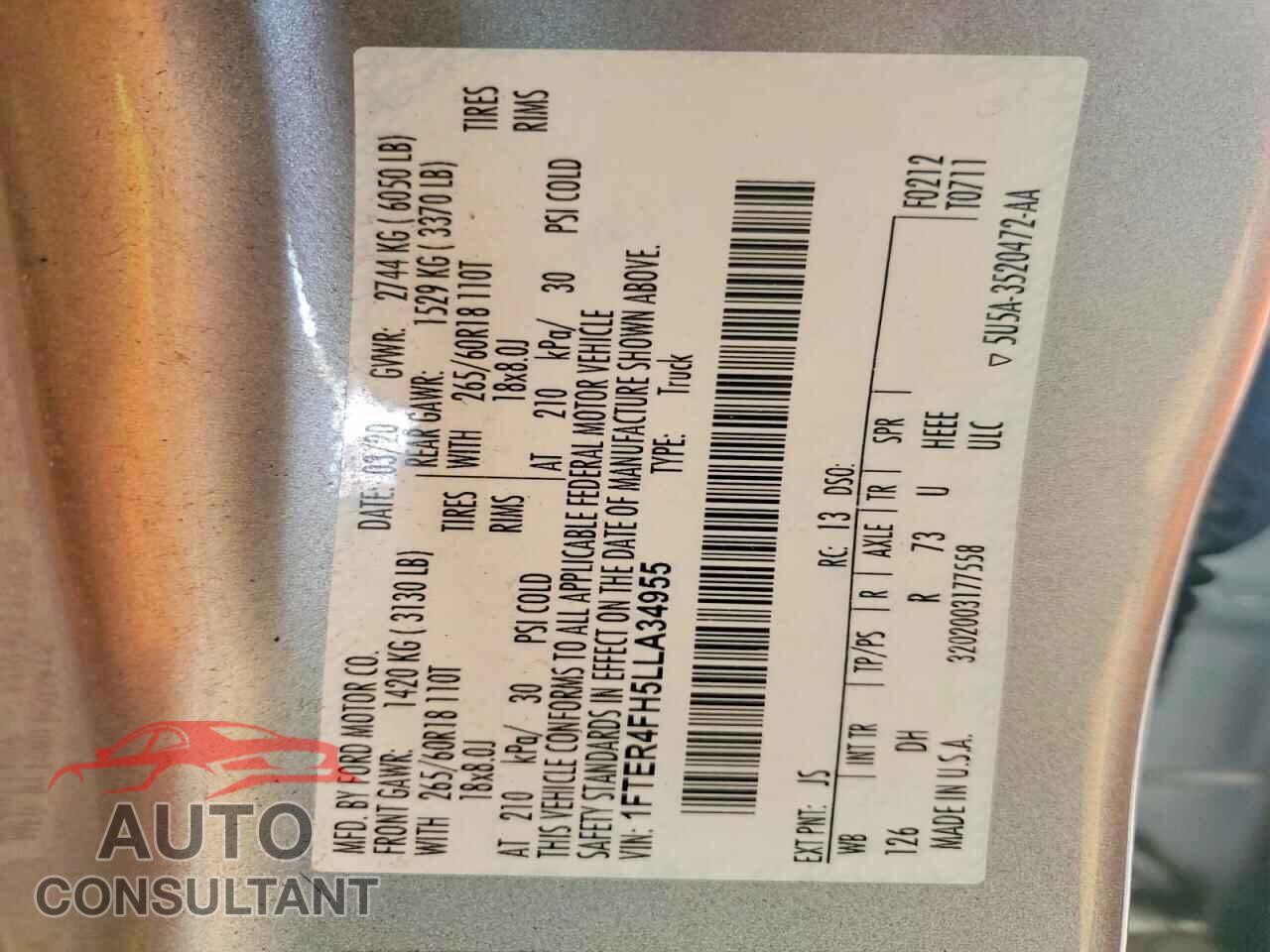 FORD RANGER 2020 - 1FTER4FH5LLA34955