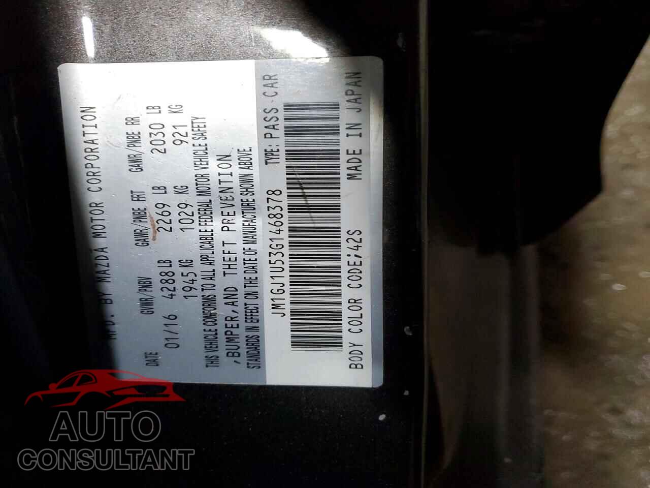 MAZDA 6 2016 - JM1GJ1U53G1468378