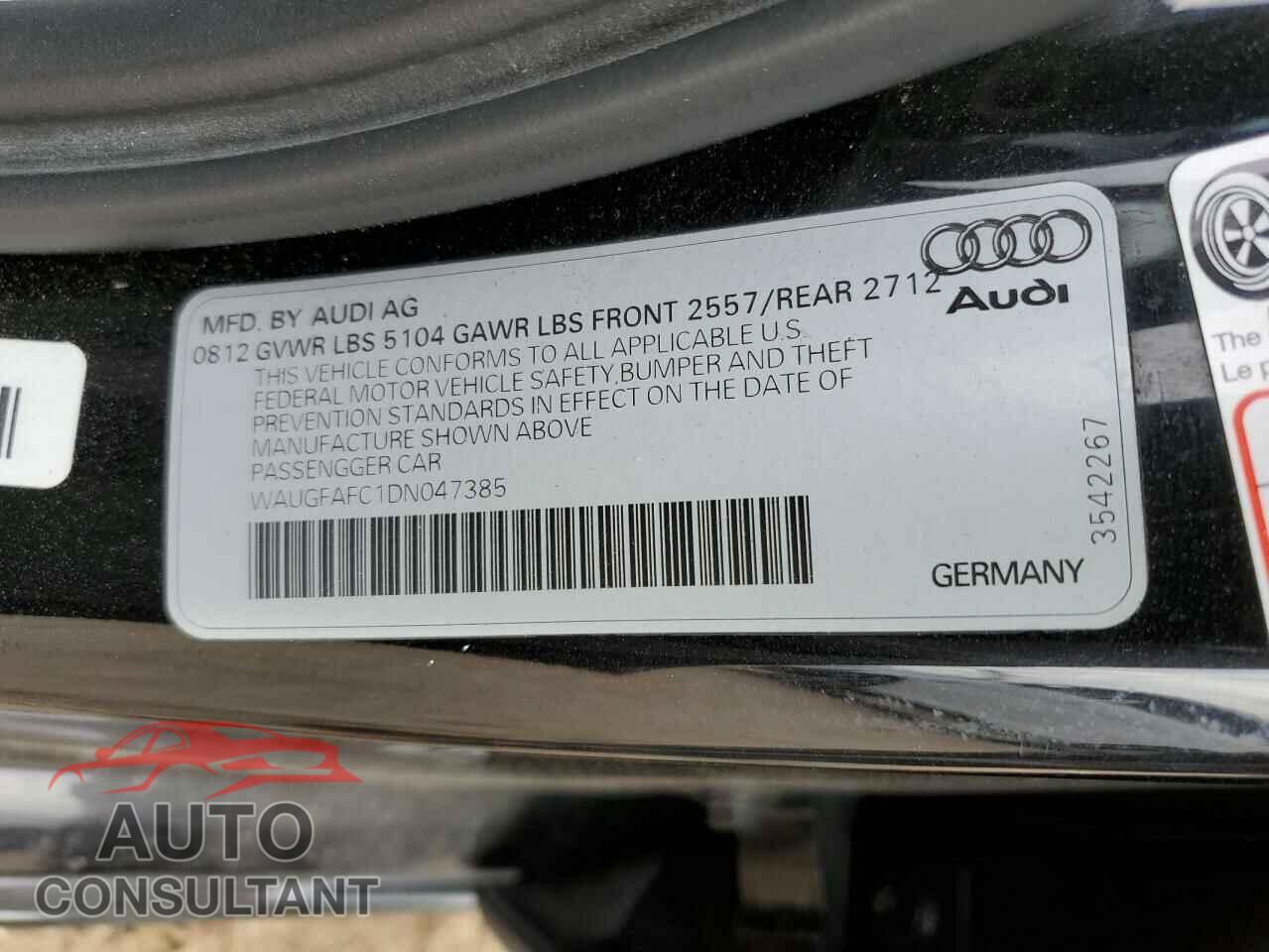 AUDI A6 2013 - WAUGFAFC1DN047385