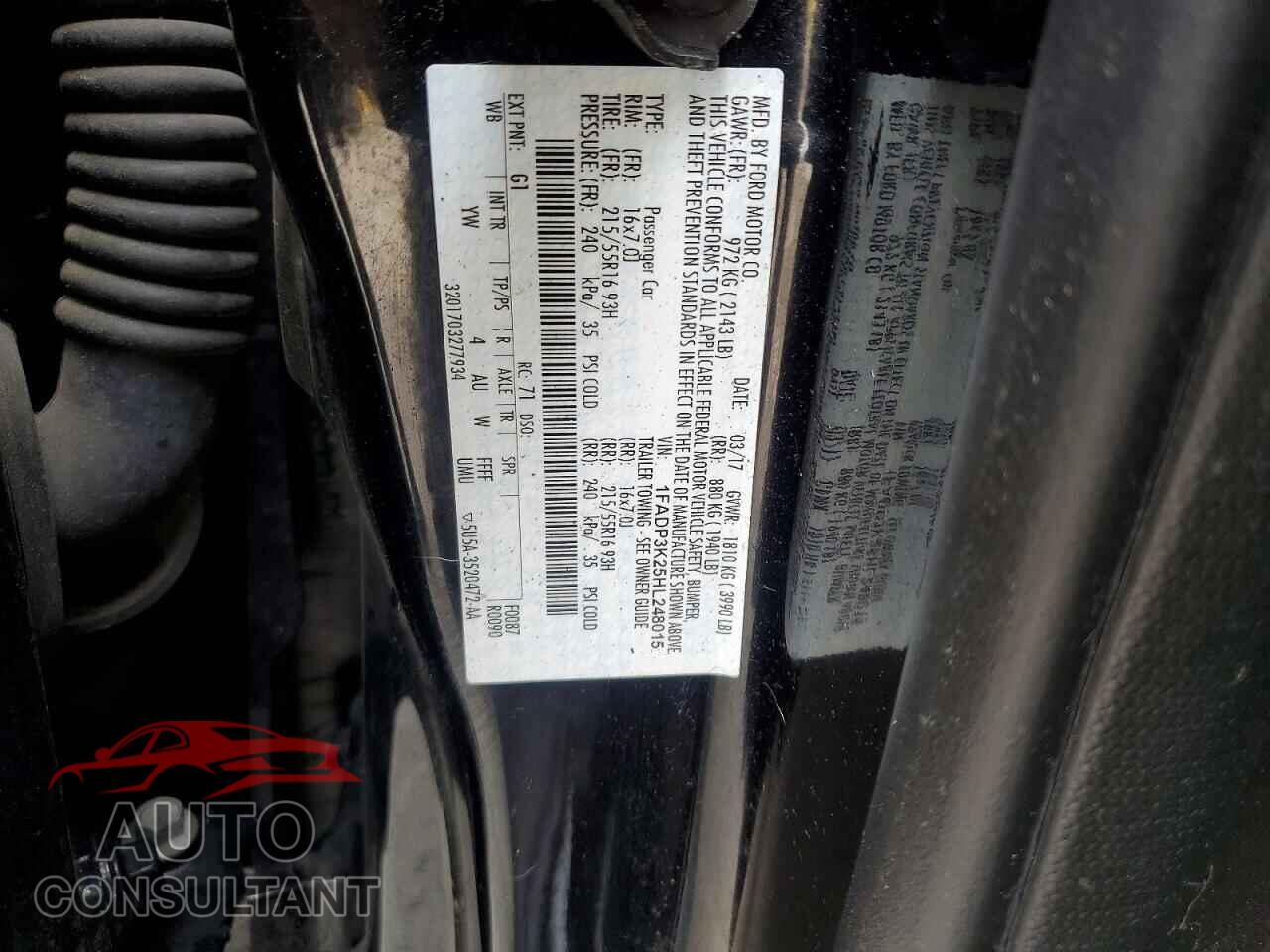 FORD FOCUS 2017 - 1FADP3K25HL248015
