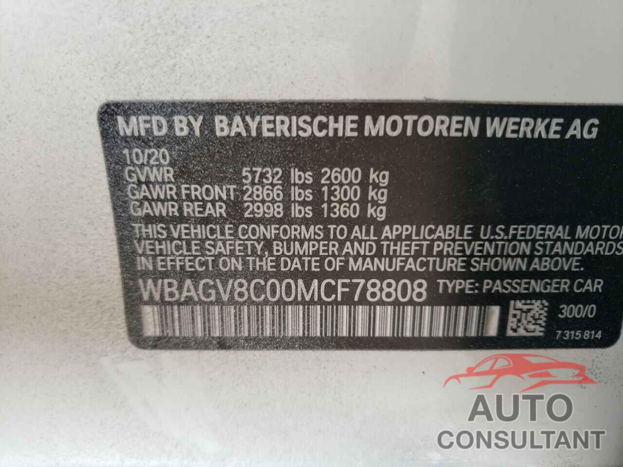 BMW M8 2021 - WBAGV8C00MCF78808