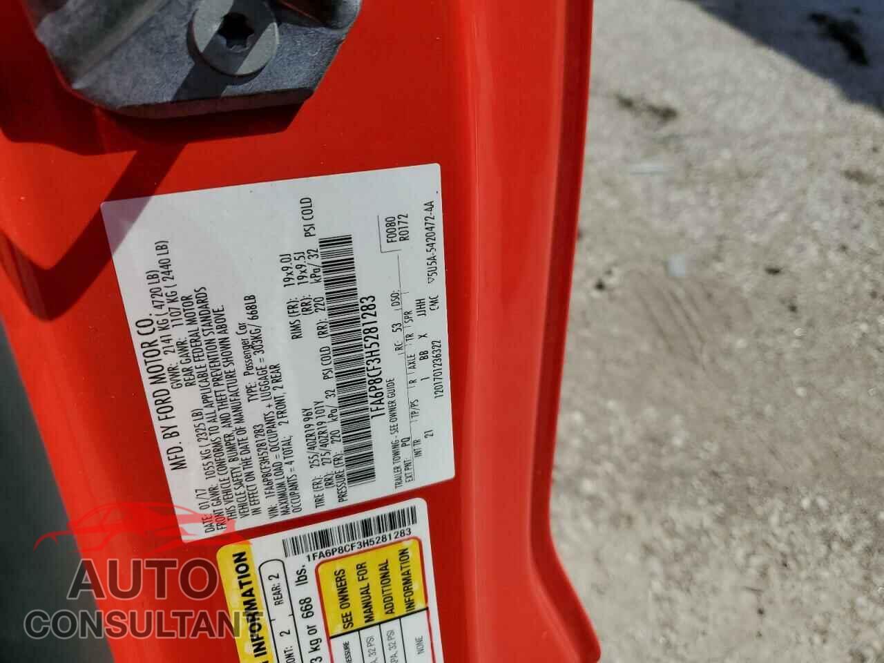 FORD MUSTANG 2017 - 1FA6P8CF3H5281283
