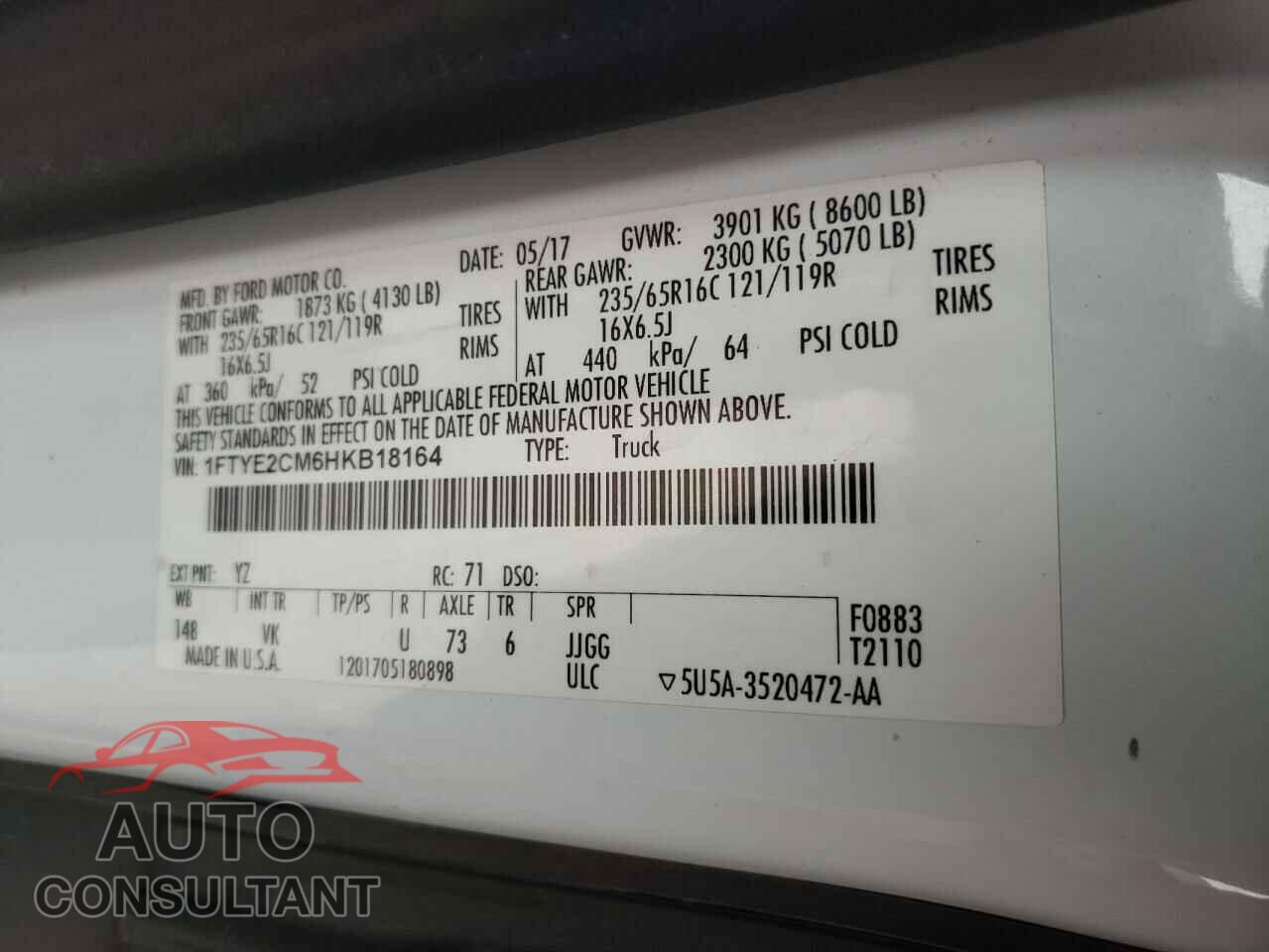 FORD TRANSIT CO 2017 - 1FTYE2CM6HKB18164
