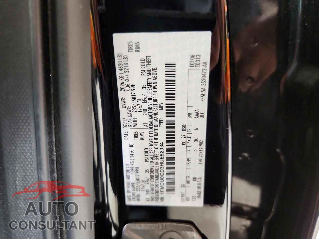 FORD ESCAPE 2017 - 1FMCU0GD3HUE52034
