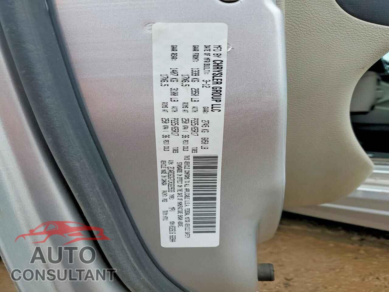 DODGE CARAVAN 2012 - 2C4RDGDG7CR322933