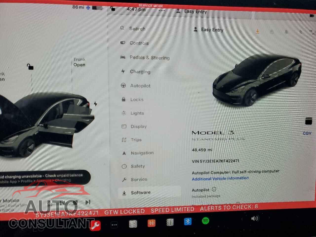 TESLA MODEL 3 2019 - 5YJ3E1EA7KF422471