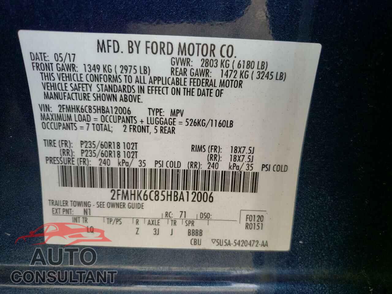 FORD FLEX 2017 - 2FMHK6C85HBA12006