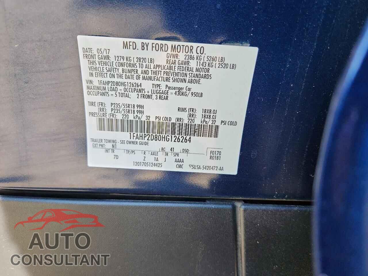 FORD TAURUS 2017 - 1FAHP2D80HG126264