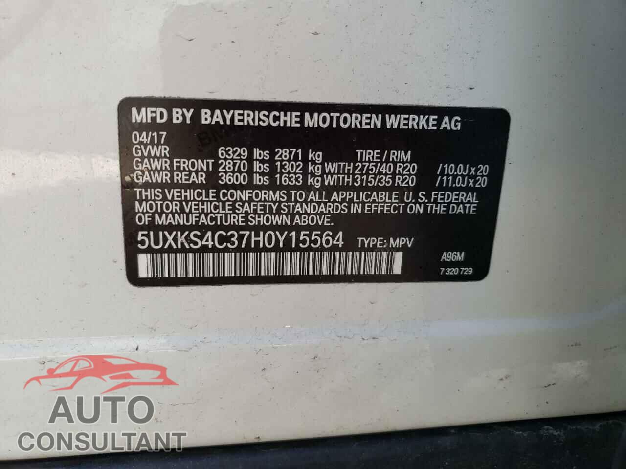 BMW X5 2017 - 5UXKS4C37H0Y15564