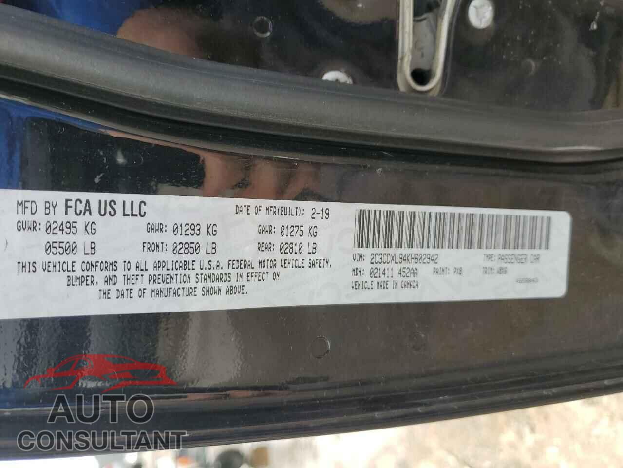 DODGE CHARGER 2019 - 2C3CDXL94KH602942