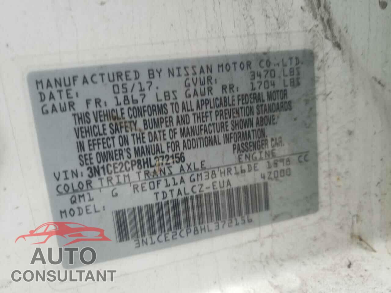 NISSAN VERSA 2017 - 3N1CE2CP8HL372156