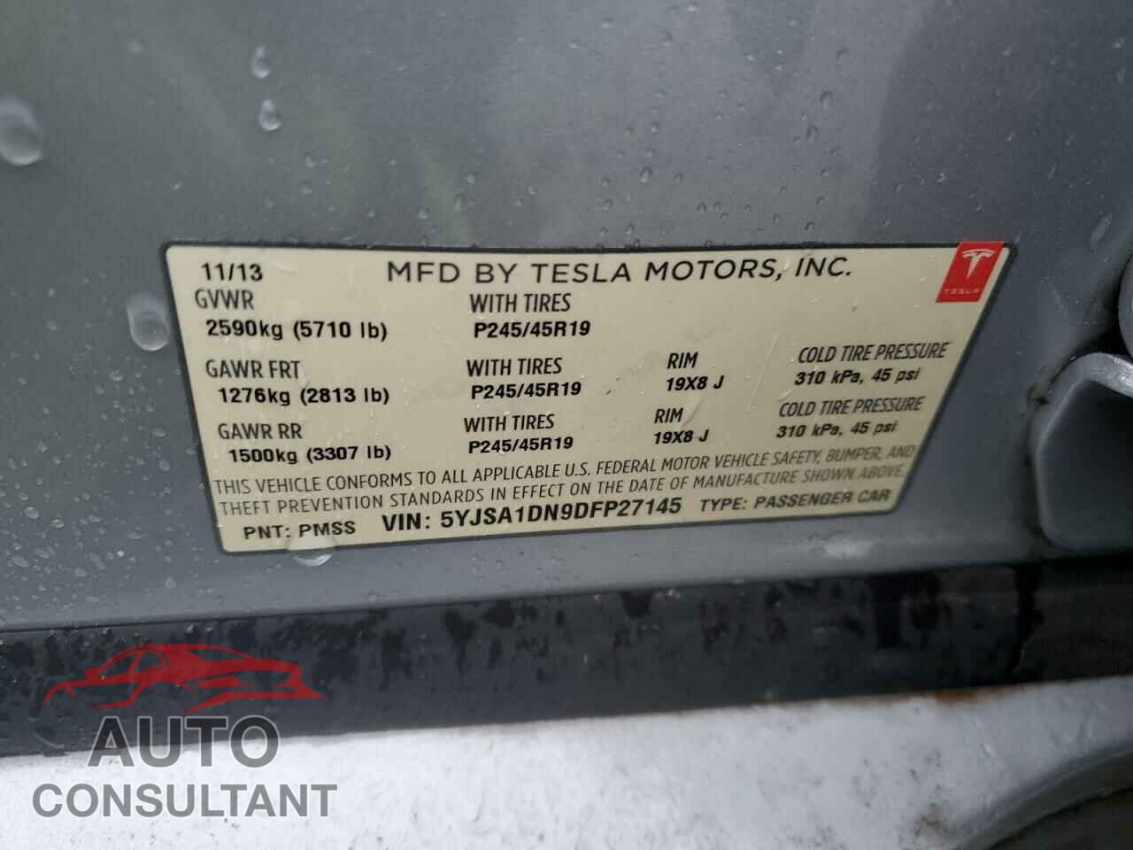 TESLA MODEL S 2013 - 5YJSA1DN9DFP27145