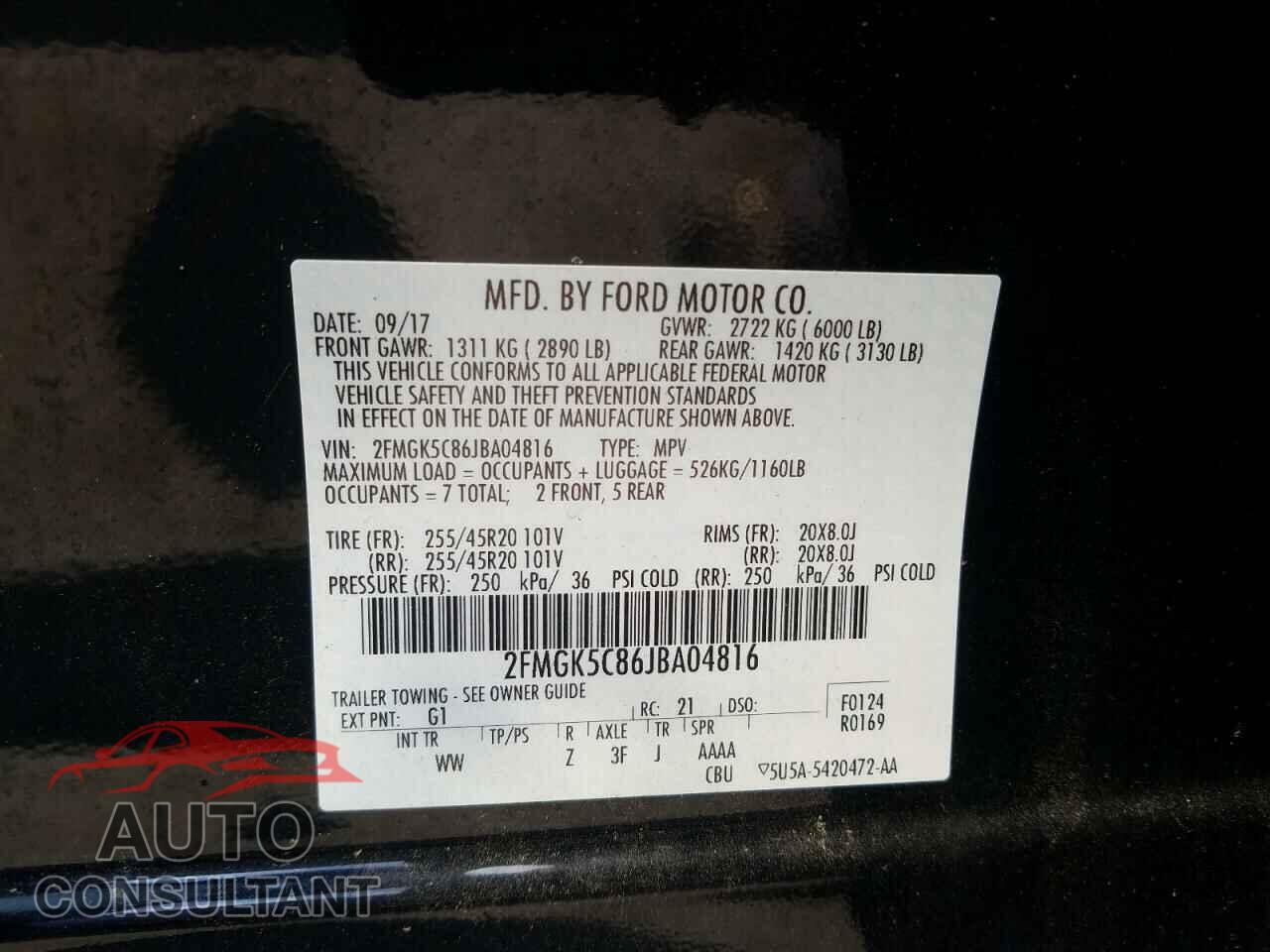 FORD FLEX 2018 - 2FMGK5C86JBA04816