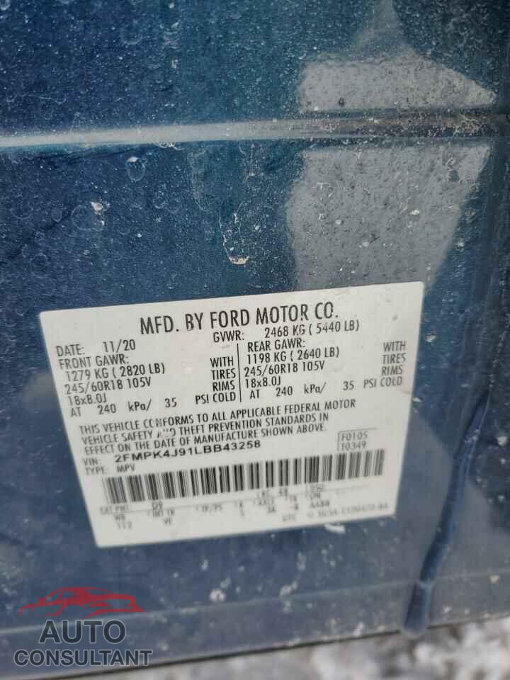 FORD EDGE 2020 - 2FMPK4J91LBB43258