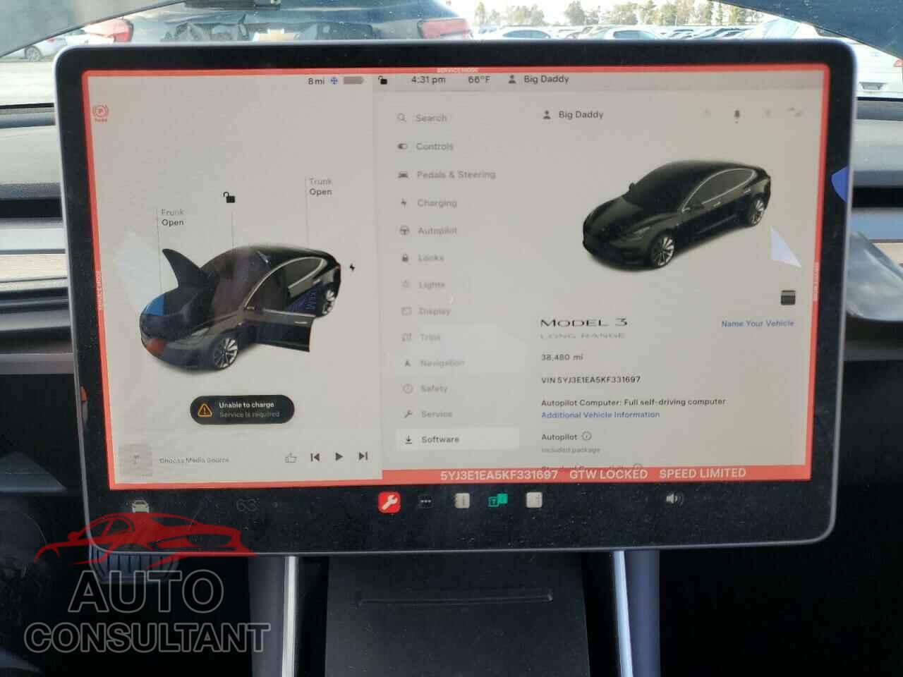 TESLA MODEL 3 2019 - 5YJ3E1EA5KF331697