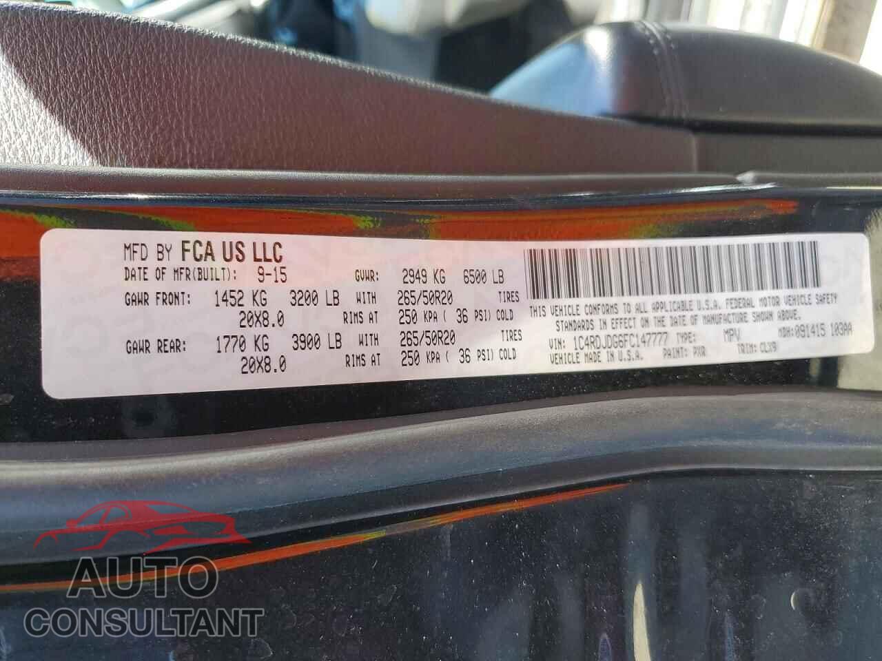 DODGE DURANGO 2015 - 1C4RDJDG6FC147777