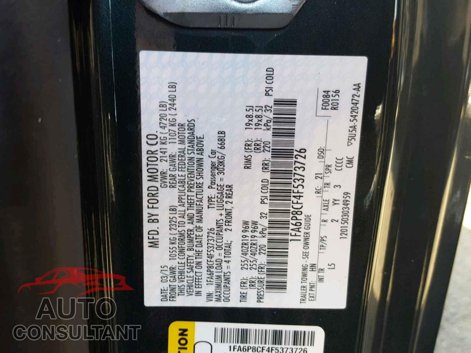 FORD MUSTANG 2015 - 1FA6P8CF4F5373726