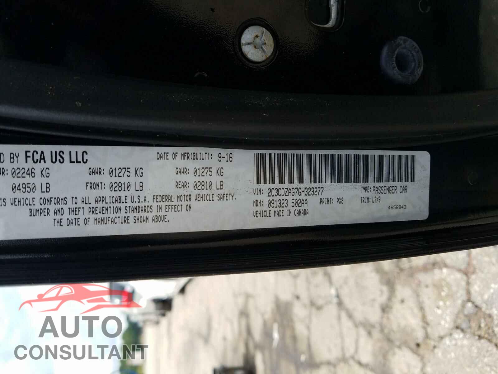 DODGE CHALLENGER 2016 - 2C3CDZAG7GH323277