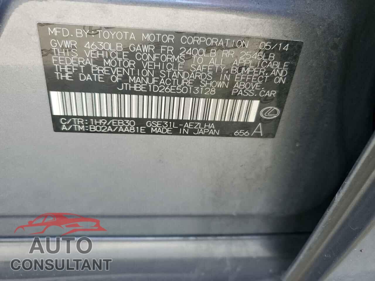 LEXUS IS 2014 - JTHBE1D26E5013128
