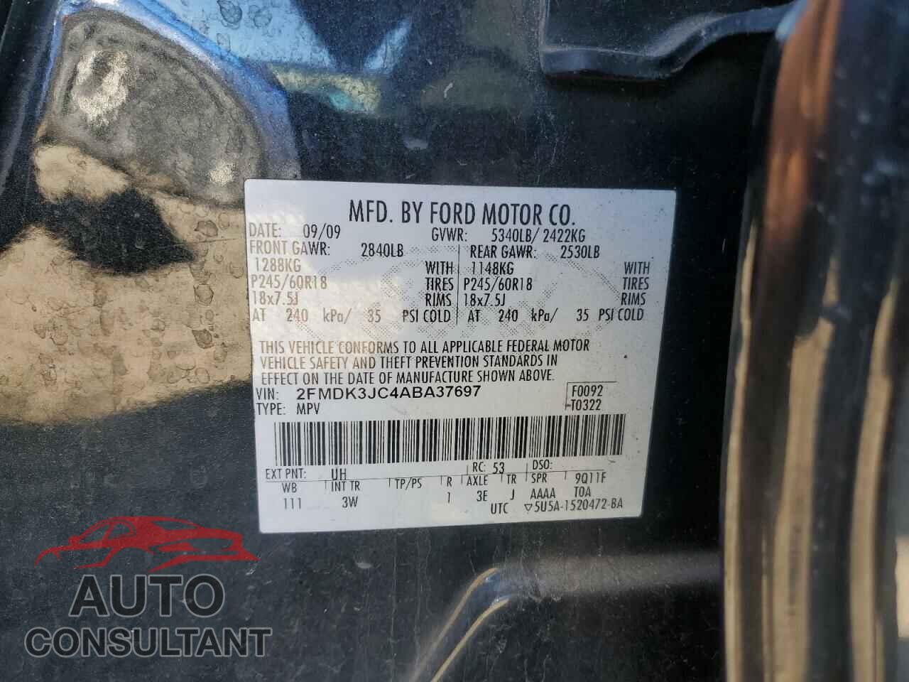 FORD EDGE 2010 - 2FMDK3JC4ABA37697