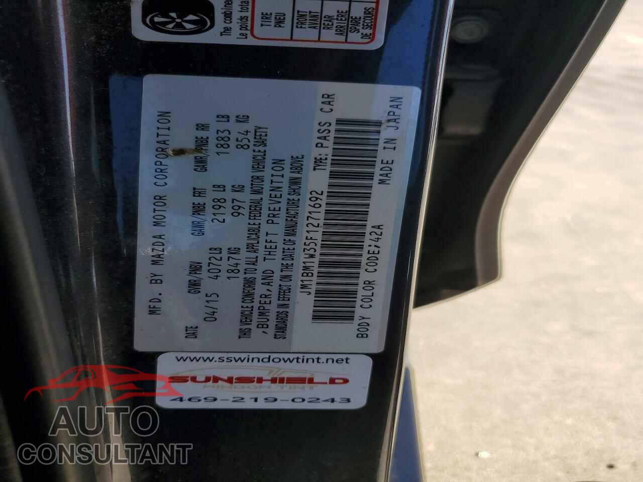 MAZDA 3 2015 - JM1BM1W35F1271692