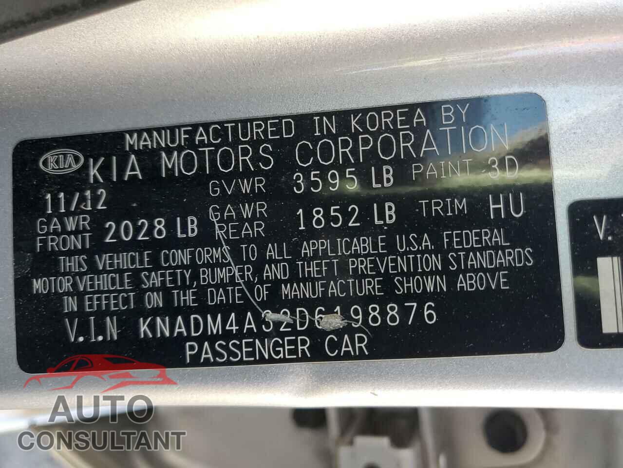 KIA RIO 2013 - KNADM4A32D6198876