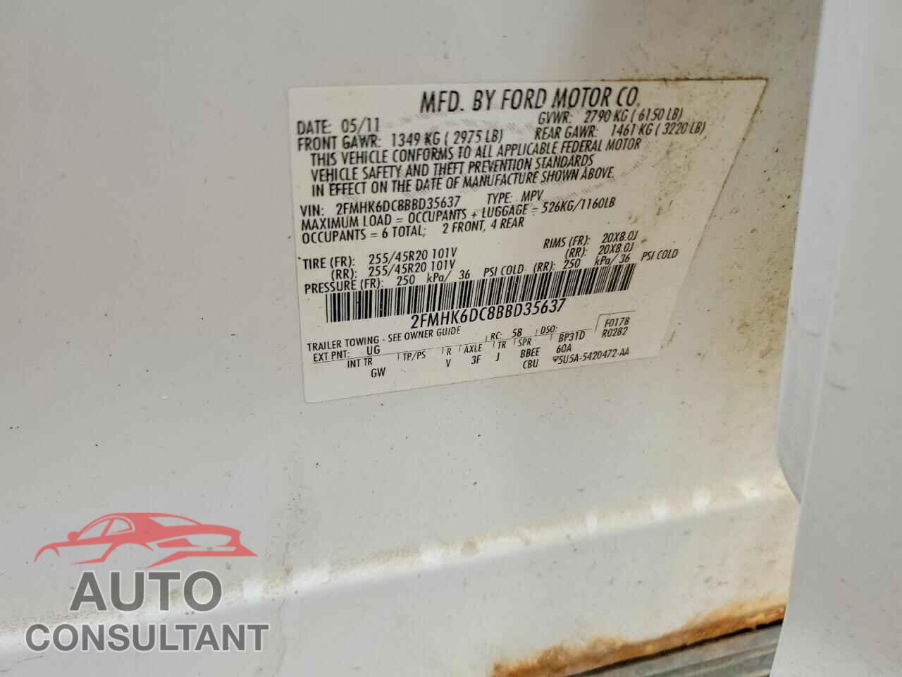 FORD FLEX 2011 - 2FMHK6DC8BBD35637