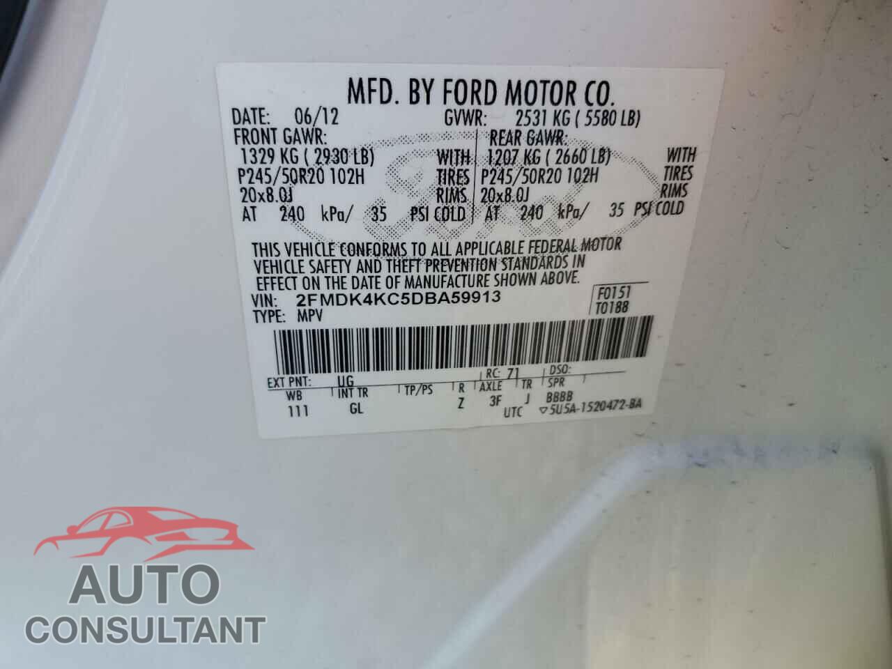 FORD EDGE 2013 - 2FMDK4KC5DBA59913