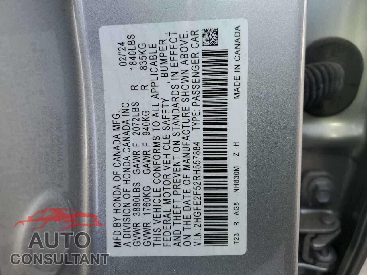 HONDA CIVIC 2024 - 2HGFE2F52RH557884