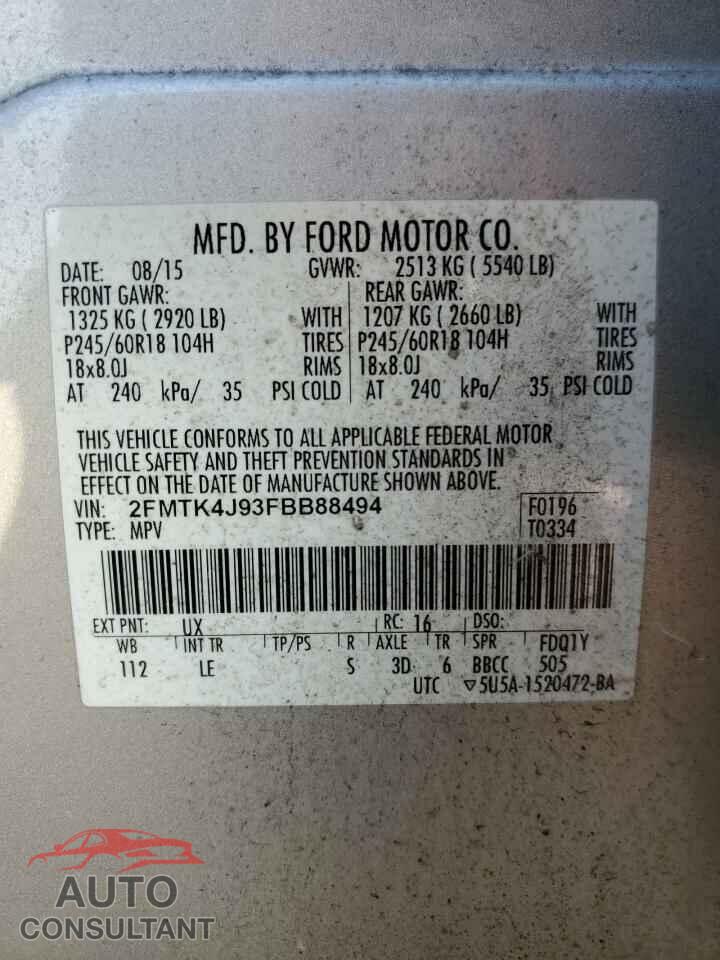 FORD EDGE 2015 - 2FMTK4J93FBB88494