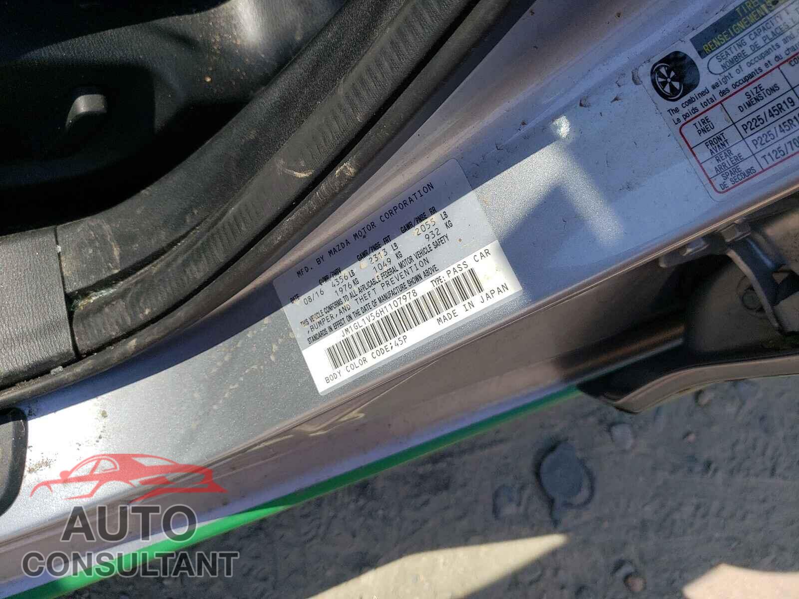 MAZDA 6 2017 - JM1GL1V56H1107978