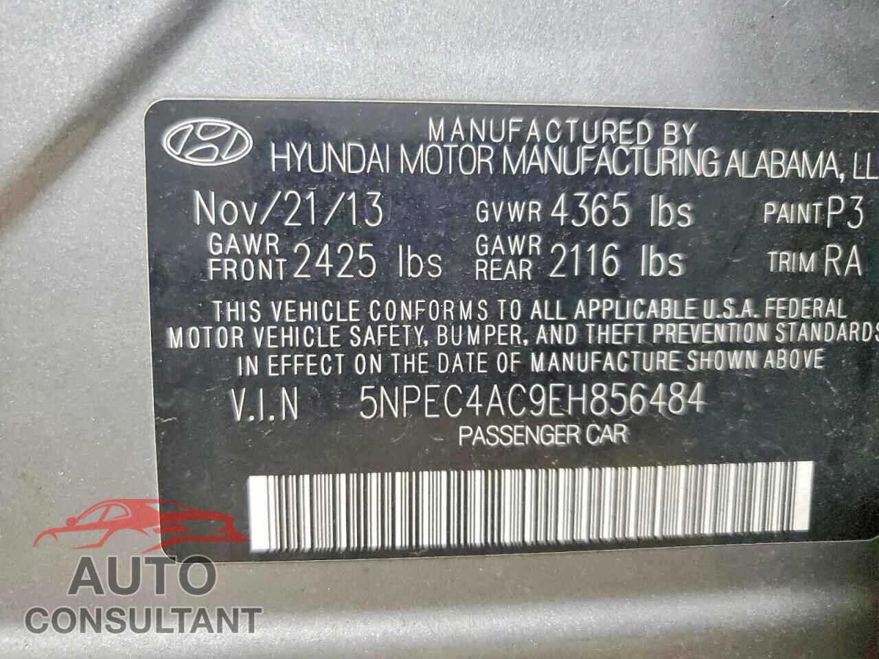 HYUNDAI SONATA 2014 - 5NPEC4AC9EH856484