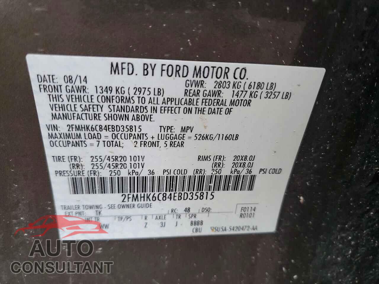 FORD FLEX 2014 - 2FMHK6C84EBD35815