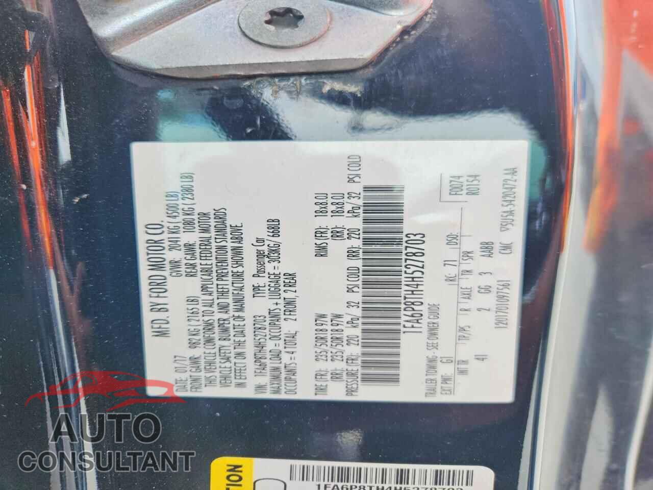 FORD MUSTANG 2017 - 1FA6P8TH4H5278703