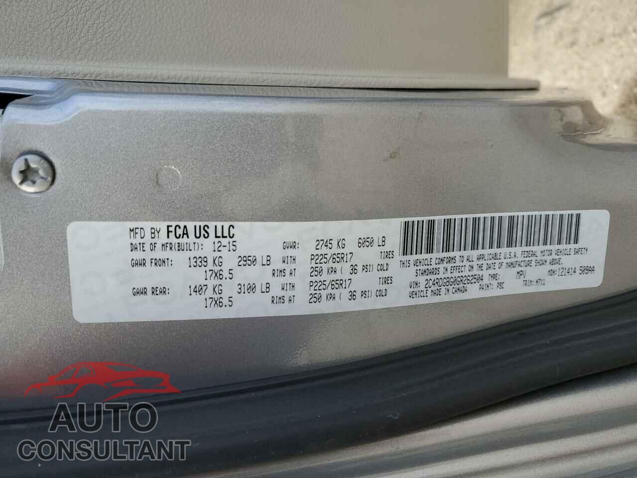 DODGE CARAVAN 2016 - 2C4RDGBG0GR262504