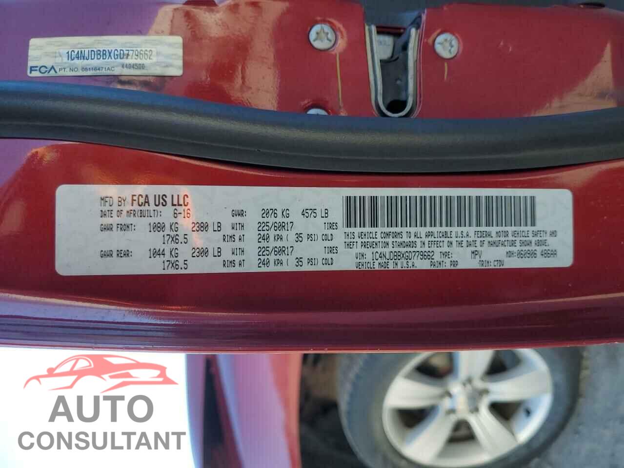 JEEP COMPASS 2016 - 1C4NJDBBXGD779662
