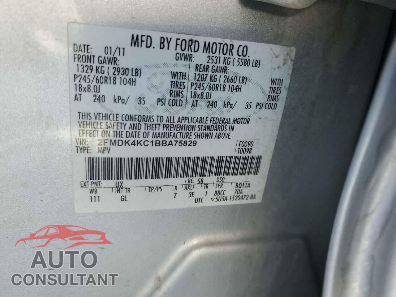 FORD EDGE 2011 - 2FMDK4KC1BBA75829