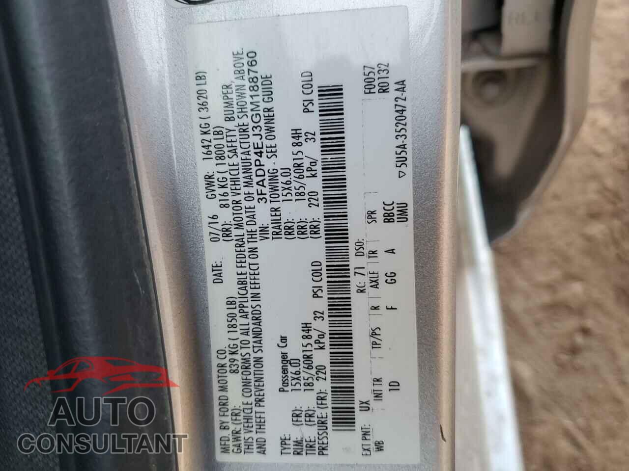 FORD FIESTA 2016 - 3FADP4EJ3GM188760