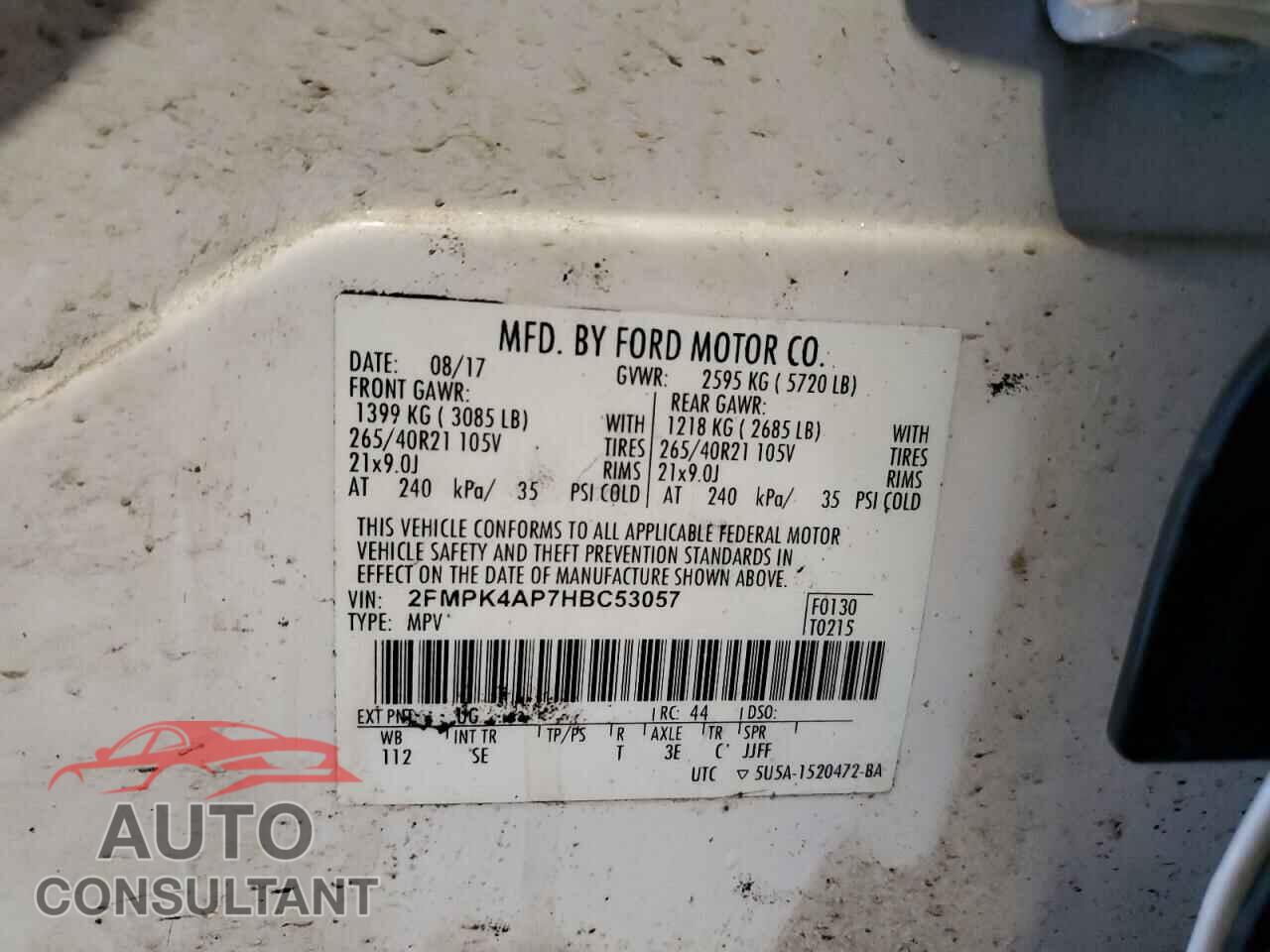 FORD EDGE 2017 - 2FMPK4AP7HBC53057