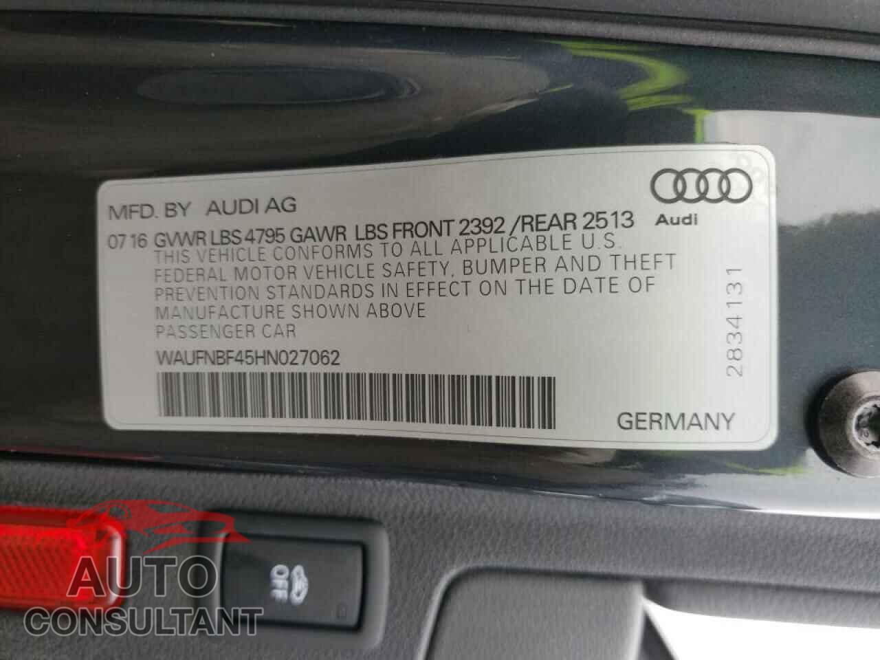 AUDI A4 2017 - WAUFNBF45HN027062