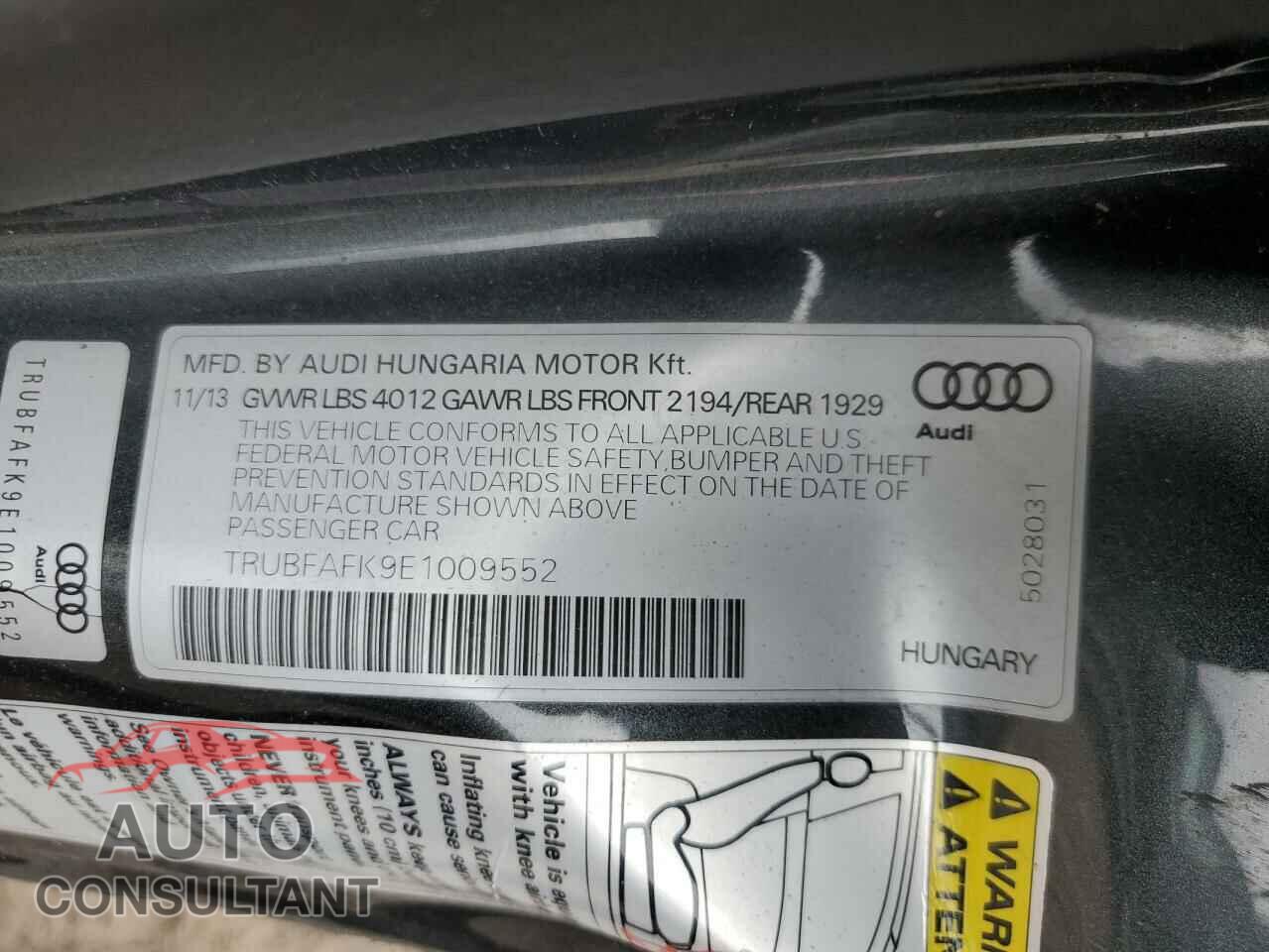 AUDI TT 2014 - TRUBFAFK9E1009552