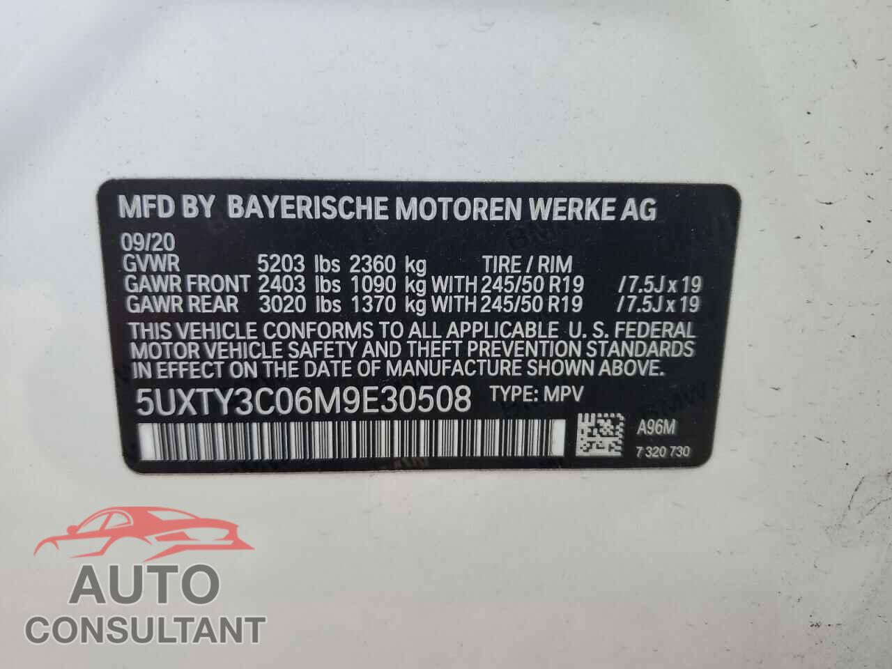 BMW X3 2021 - 5UXTY3C06M9E30508
