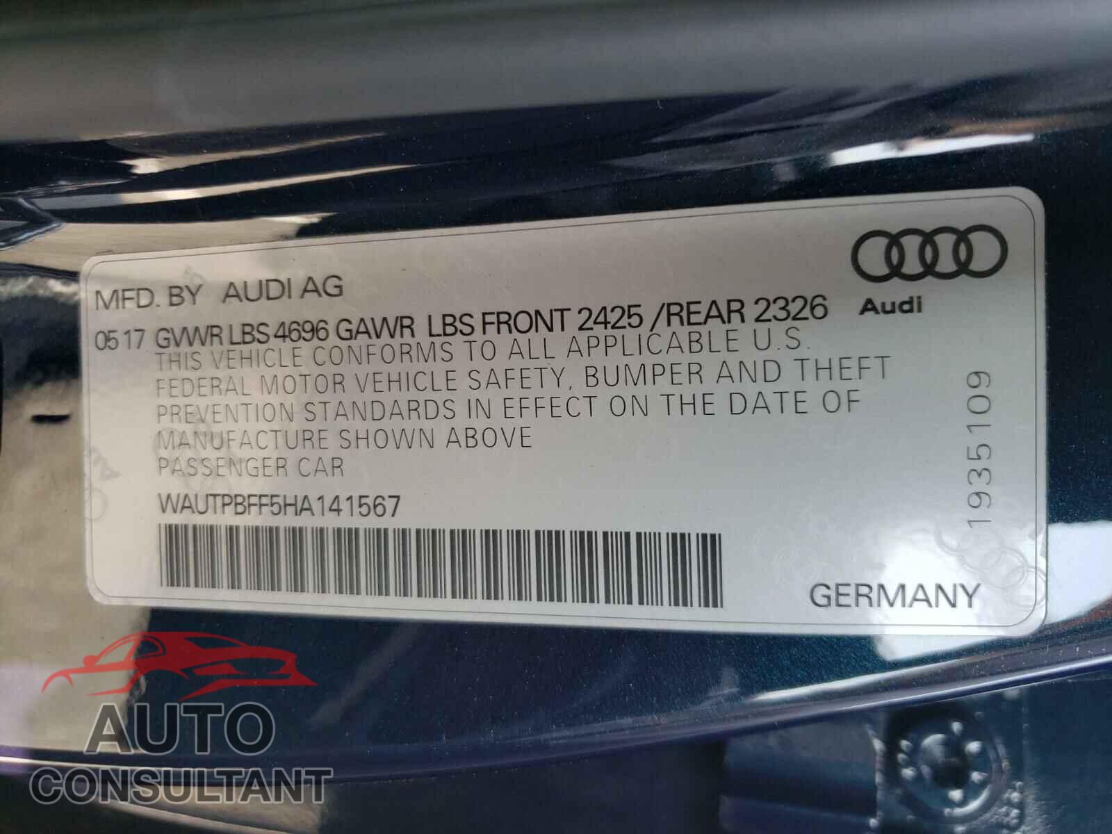 AUDI A3 2017 - WAUTPBFF5HA141567