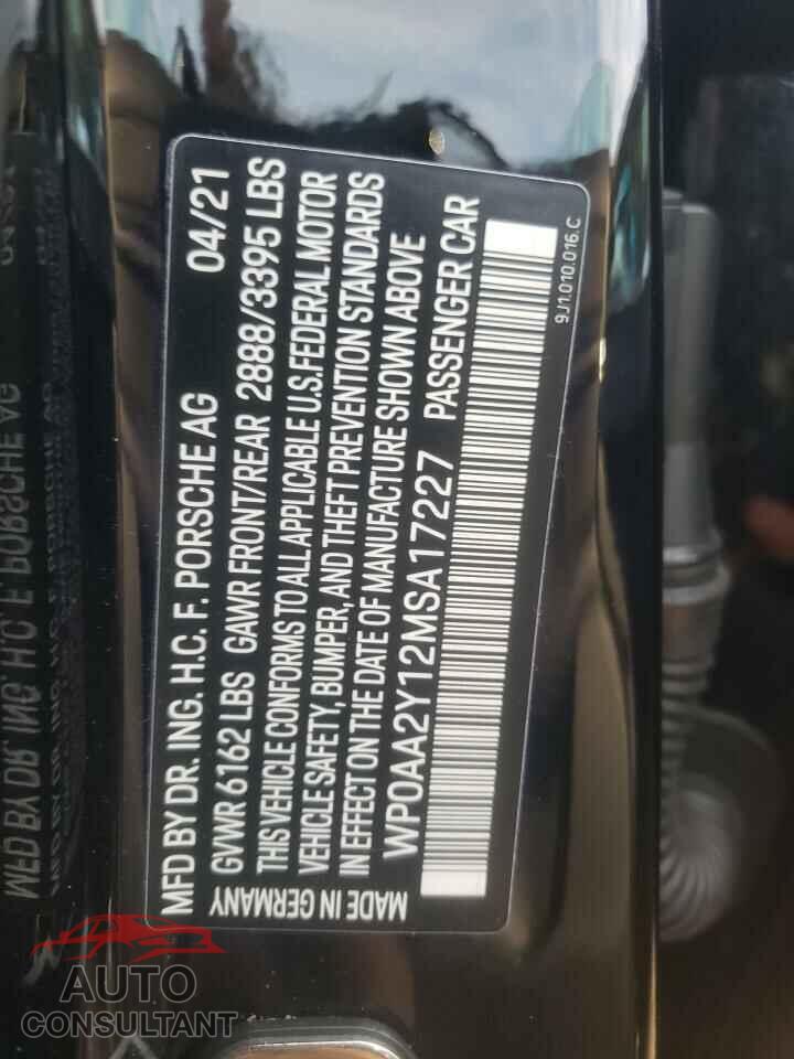 PORSCHE TAYCAN 2021 - WP0AA2Y12MSA17227