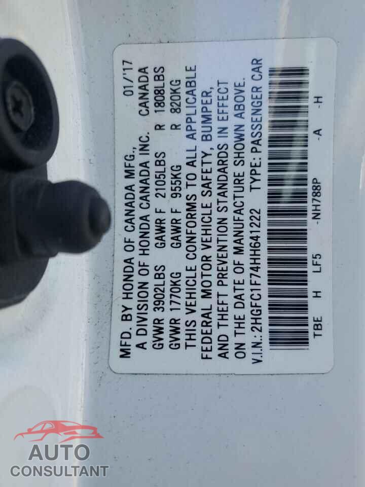 HONDA CIVIC 2017 - 2HGFC1F74HH641222