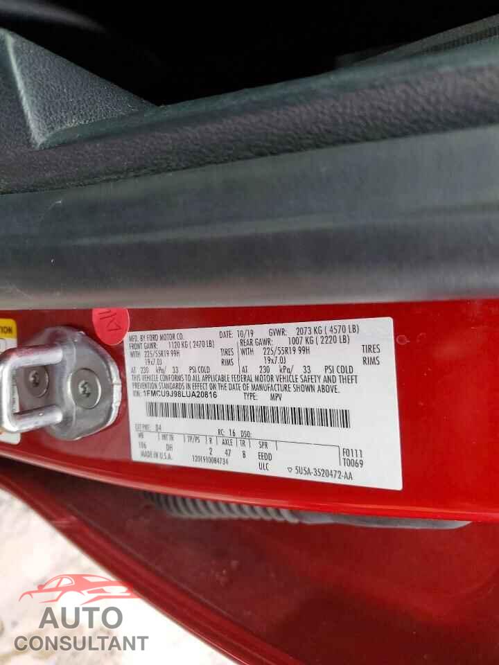 FORD ESCAPE 2020 - 1FMCU9J98LUA20816