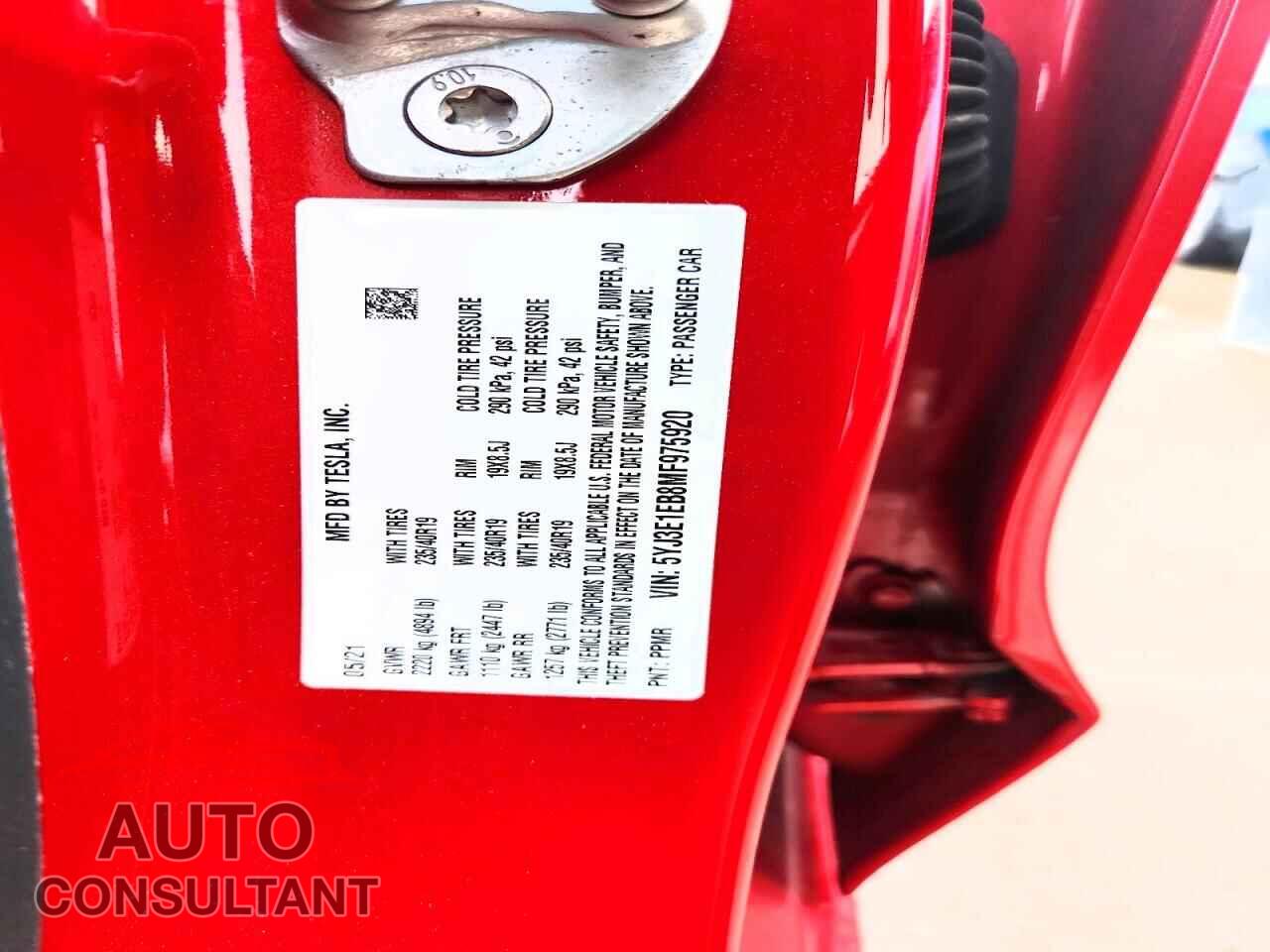 TESLA MODEL 3 2021 - 5YJ3E1EB8MF975920