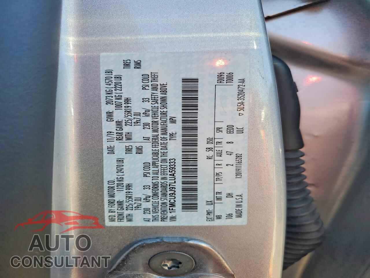 FORD ESCAPE 2020 - 1FMCU9J97LUA59333