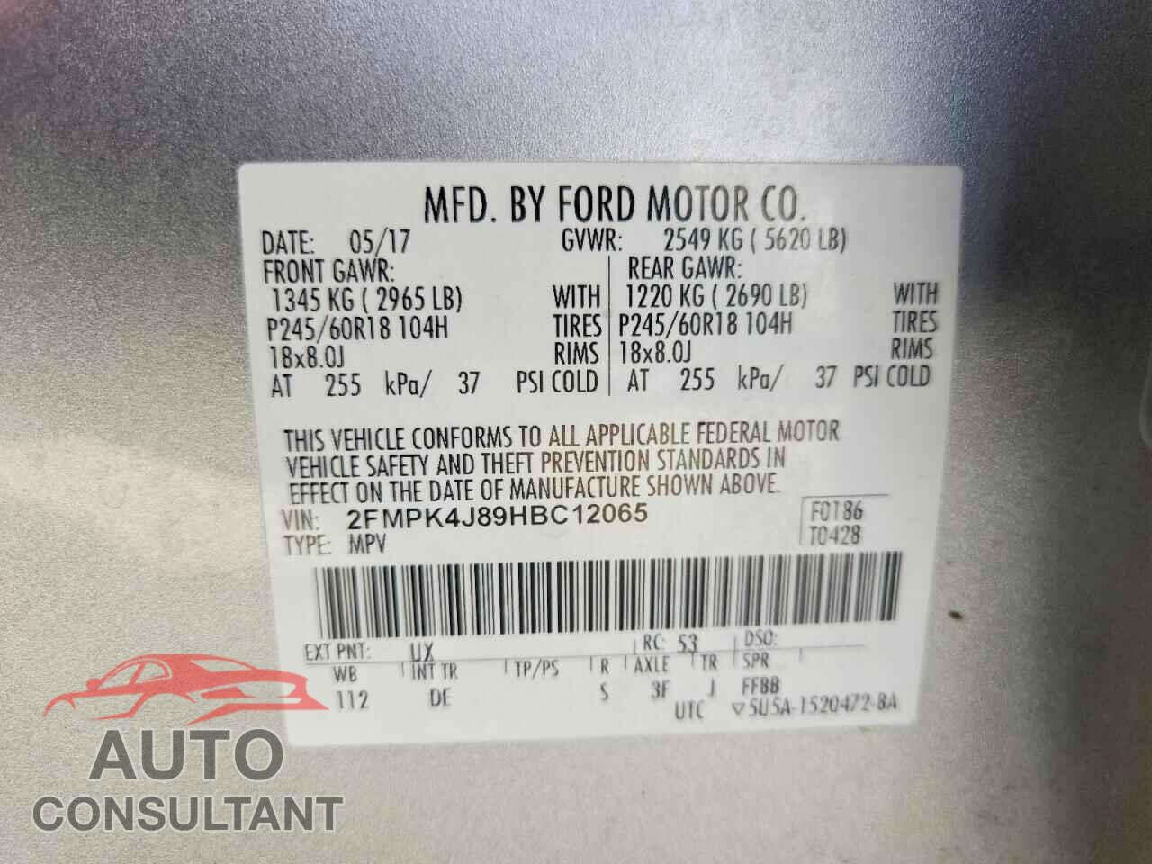 FORD EDGE 2017 - 2FMPK4J89HBC12065